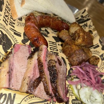 Cornerstone BBQ Redlands - Holy Trinity meal plate Sausage, Pork Belly, Brisket - Barbeque Near Me - Redlands, California Cornerstone BBQ Redlands - Holy Trinity meal plate Sausage, Pork Belly, Brisket - Barbeque Near Me - Redlands, California