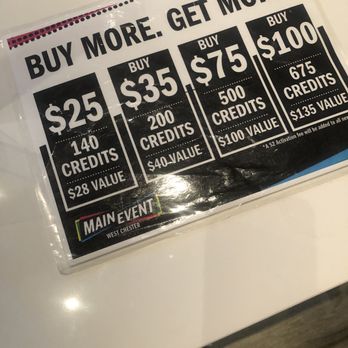 Main Event West Chester - Game credit prices - Arcades Near Me - West Chester, Ohio