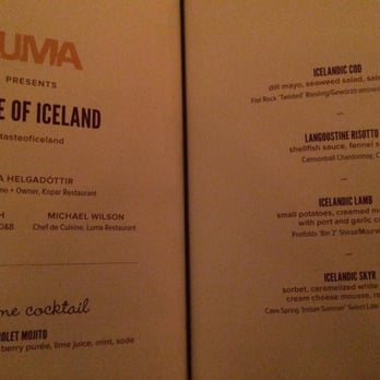Luma - Evening at Iceland menu - Canadian (New) Near Me - Toronto, Ontario