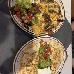Steak Nachos and Chicken Quesadilla