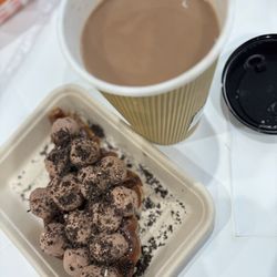Devil & Angel Desserts - The perfect combo!' Hot milk tea and choco croffle