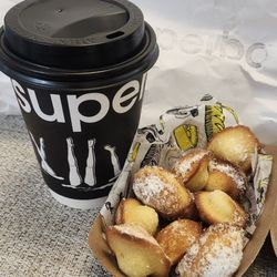 Superba Snacks + Coffee - Mocha latte and madeleines