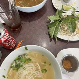 Chicken Pho, Beef pho, and coke Chicken Pho, Beef pho, and coke
