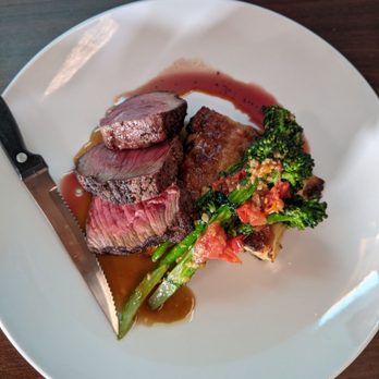 Diverge - Steak with scalloped potatoes and veggies on the side - New American Near Me - Dover, New Hampshire