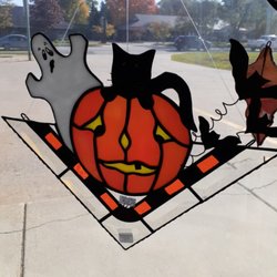 Creatively! Glass & more - Pumpkin in bevel V with Halloween friends