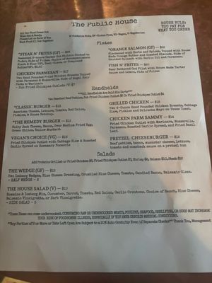 Menu photo 1 The Public House Charlotte, NC Menu photo 1 The Public House Charlotte, NC
