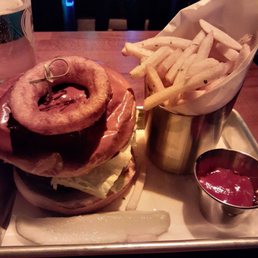 Reservoir Burger with a side of fries and ketchup Reservoir Burger with a side of fries and ketchup