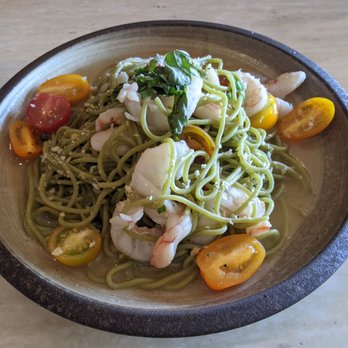 Wasuta Pasta - Chilled Matcha Spaghetti with Prawns and Tomatoes - Japanese Near Me - Richmond, British Columbia