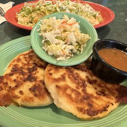 Chicken & pork papusa and burrito de relleno. Chicken & pork papusa and burrito de relleno.