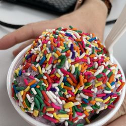 Furlong's Candies & Ice Cream - Blackberry frozen yogurt with sprinkles