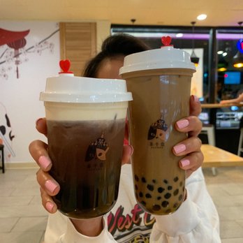 Timeless Tea - foam milk black tea with pearls (small) and coffee milk tea with pearls (large) - Desserts Near Me - Seattle, Washington