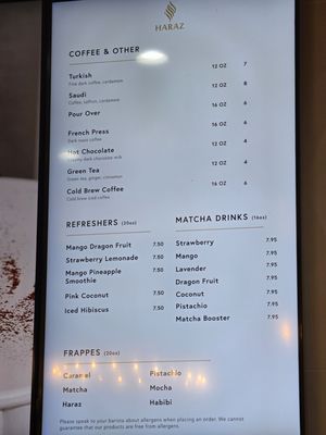 Menu photo 2 Haraz Coffee House Roseville, CA