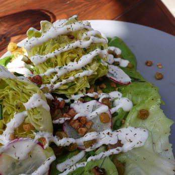 Campfire - Don't share this--you will want your own! Butter lettuce​ salad with garlic, radish, golden raisins and buttermilk dressing. - New American Near Me - Carlsbad, California