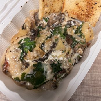 Peppercorn Grille - Mushroom and Mushroom-Spinach Lasagna with cream sauce... yum! - Seafood Near Me - Big Bear Lake, California