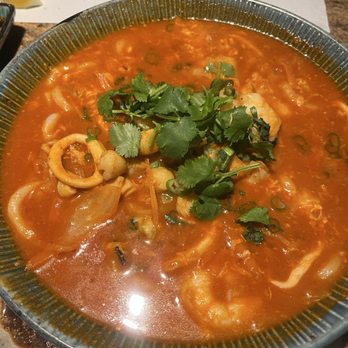 Chomp Rockin' Sushi - Spicy Seafood Udon - Sushi Bars Near Me - Fullerton, California Chomp Rockin' Sushi - Spicy Seafood Udon - Sushi Bars Near Me - Fullerton, California