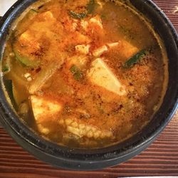 Sushi Wood - The soft tofu stew comes with a bowl of steamed rice and is recommended for those who like a spicy flavor.