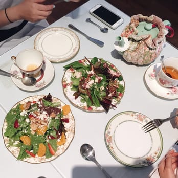 Harmony Tea Room - House salad and some other amazing salad with goat cheese and cranberry jam - Tea Rooms Near Me - Westwood, New Jersey