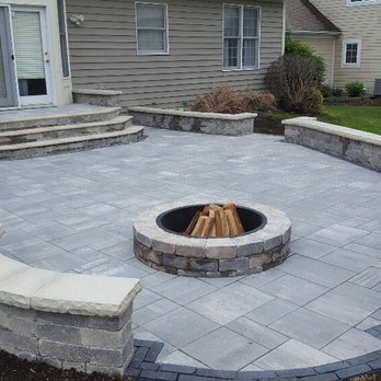 BraunScapes - brand new patio, walls, stair landing, and fire pit - Landscaping Near Me