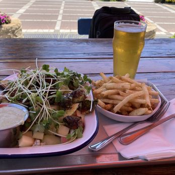 The Hub - Red Hil salad, fries, and a beer - yum! - Burgers Near Me - San Anselmo, California