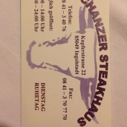 Schanzer Steakhouse - Visitenkarte