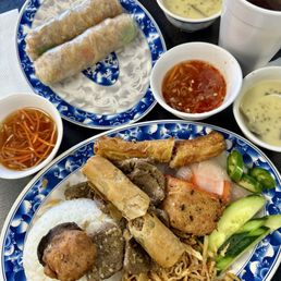 Broken rice dish and bi cuon spring rolls, YUM!!! Broken rice dish and bi cuon spring rolls, YUM!!!