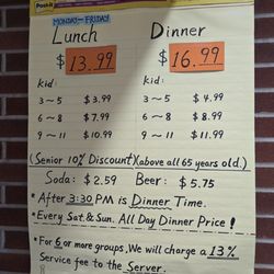Asian Buffet - Prices as of 2/24/2025