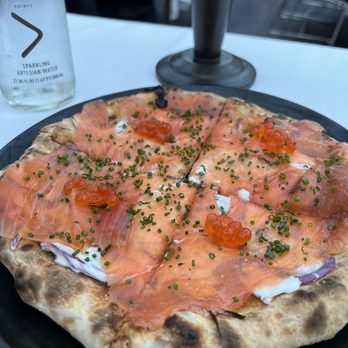 Spago - Pizza with House Cured Smoked Scottish Salmon* - New American Near Me - Beverly Hills, California Spago - Pizza with House Cured Smoked Scottish Salmon* - New American Near Me - Beverly Hills, California