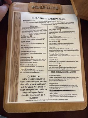 Menu photo 2 Quilbilly’s Taproom & Restaurant Quilcene, WA Menu photo 2 Quilbilly’s Taproom & Restaurant Quilcene, WA