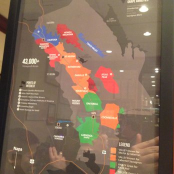 Chateau Montelena - Map of where they harvest their grapes at the Chateau Montelena Winery Tasting Room in Westin St. Francis Hotel in San Francisco. - Wine Tasting Room Near Me - San Francisco, California