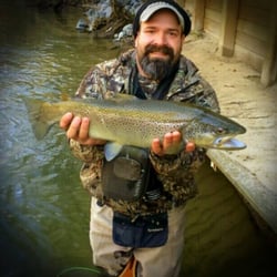 North Georgia Trout Fishing - Joe with a good brown trout
