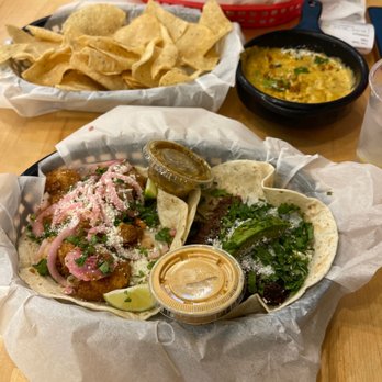 Torchy's Tacos - Baja shrimp on flour, democrat on flour, and hillbilly queso. - Tex-Mex Near Me - Irving, Texas