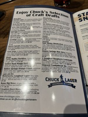 Menu photo 2 Chuck Lager America's Tavern Wesley Chapel, FL