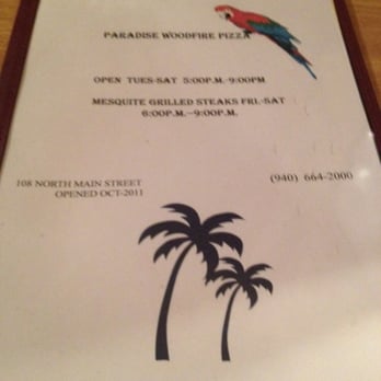 Paradise Pizza - Menu cover - Pizza Near Me - Graford, Texas Paradise Pizza - Menu cover - Pizza Near Me - Graford, Texas