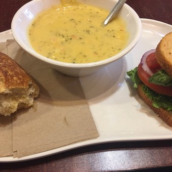 Panera Bread - Cheese broccoli soup and Mediterranean veggie sandwich - Salad Near Me - Pico Rivera, California Panera Bread - Cheese broccoli soup and Mediterranean veggie sandwich - Salad Near Me - Pico Rivera, California