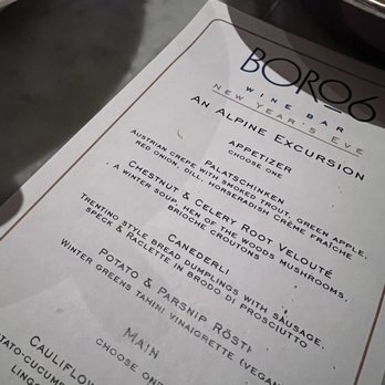 Boro6 Wine Bar - NYE menu - Wine Bars Near Me - Hastings-on-Hudson, New York