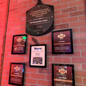 Luna Rossa - plaques on a brick wall - Pizza Near Me - Milford, Pennsylvania