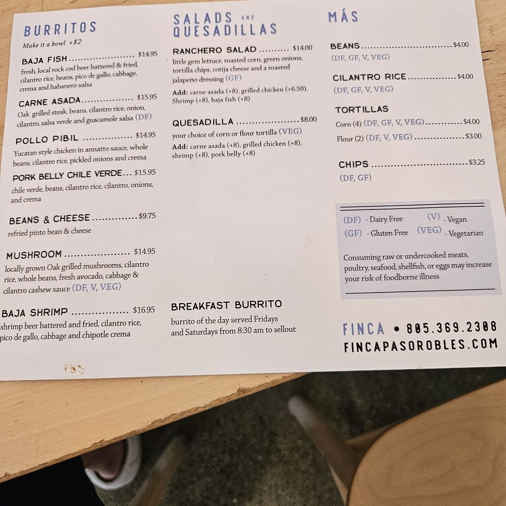 Finca Paso Robles - 8/2024 menu - Mexican Near Me - Paso Robles, California Finca Paso Robles - 8/2024 menu - Mexican Near Me - Paso Robles, California