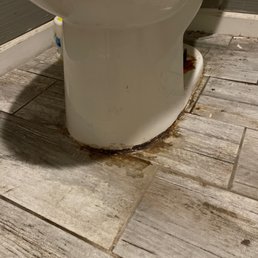 Sewage from toilet leaking onto the ground. Sewage from toilet leaking onto the ground.