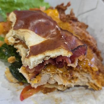 Chick-fil-A - Pretzel Cheddar Club Sandwich w/ Spicy Filet - Fast Food Near Me - West Covina, California Chick-fil-A - Pretzel Cheddar Club Sandwich w/ Spicy Filet - Fast Food Near Me - West Covina, California