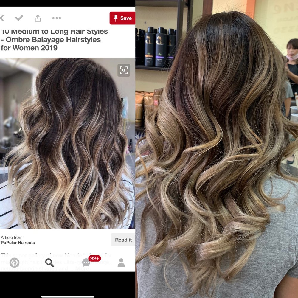 Sunshine Salon - Left: online image I sent to her Right: my hair after the works! Unfiltered!! - Hair Salons Near Me - Carson, California