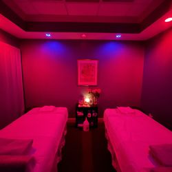 As Spa - Couples massage area!!! Once the massage began, those red lights were off! :)