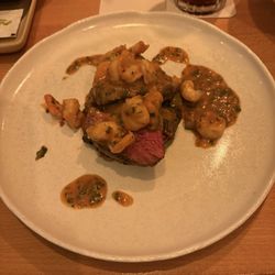 Australian Restaurant Down Under - Dry aged steak with shrimp sauce!