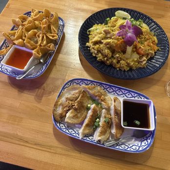 Mee D Thai - Pineapple fried rice, fried pork dumplings and crab rangoons - Thai Near Me - Sanford, Maine Mee D Thai - Pineapple fried rice, fried pork dumplings and crab rangoons - Thai Near Me - Sanford, Maine