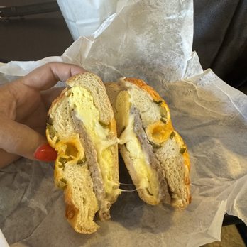 O'Henry's Donut Shop - Jalapeño bagel breakfast sandwich - Donuts Near Me - San Jose, California