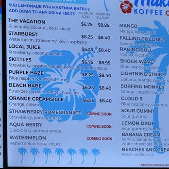 Makenna Koffee - Menu as of today 6/19/26 (lots still say Coming Soon) IG: @ammysalamii - Coffee & Tea Near Me - Northridge, California Makenna Koffee - Menu as of today 6/19/26 (lots still say Coming Soon) IG: @ammysalamii - Coffee & Tea Near Me - Northridge, California