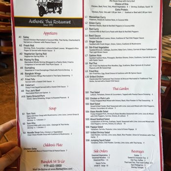 Bangkok 54 - Menu (1 of 2). Appetizers, soup, children's plate, lunch menu, "Thai Garden," sides, beverages. - Thai Near Me - Chapel Hill, North Carolina Bangkok 54 - Menu (1 of 2). Appetizers, soup, children's plate, lunch menu, "Thai Garden," sides, beverages. - Thai Near Me - Chapel Hill, North Carolina