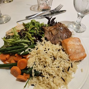 Sheraton Cerritos Hotel - Rice pilaf, veggies, salmon, chicken and steak - Hotels Near Me - Cerritos, California