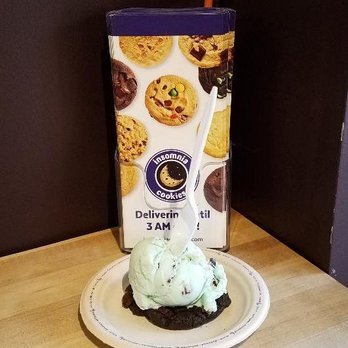 Insomnia Cookies - double chocolate chip cookies with mint chocolate chip ice cream - Desserts Near Me - Washington, DC, District of Columbia Insomnia Cookies - double chocolate chip cookies with mint chocolate chip ice cream - Desserts Near Me - Washington, DC, District of Columbia