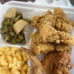 Sister's Soul Food - 2 meat plate with two sides. Great food and amazing customer service.