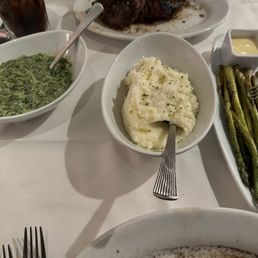Sides (Creamed Spinach, garlic Mashed Potato, Grilled Asparagus)